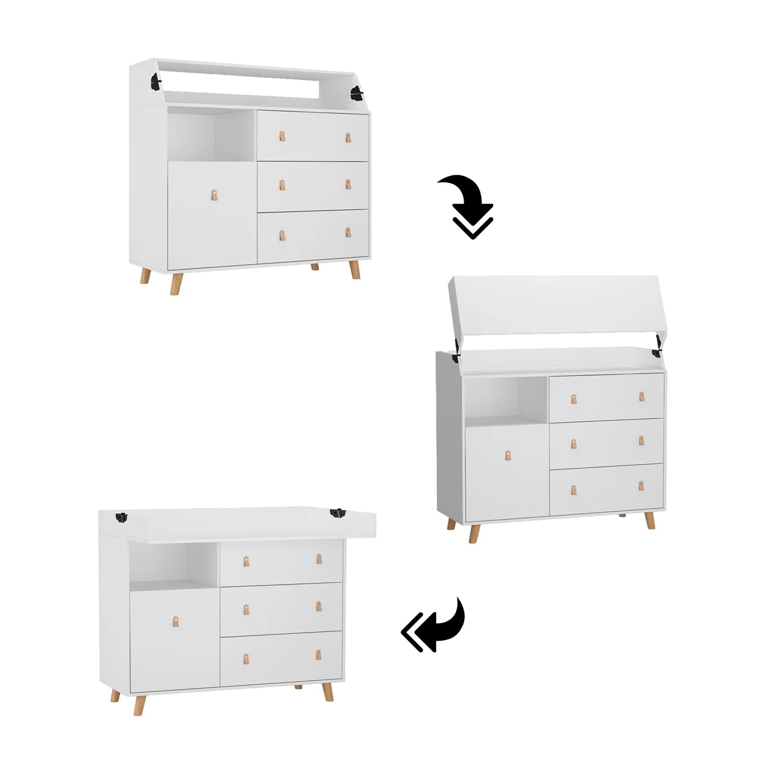 Baby Dresser Changing Table for Infants, Nursery Storage Changing Station with Drawers and Shelf, White