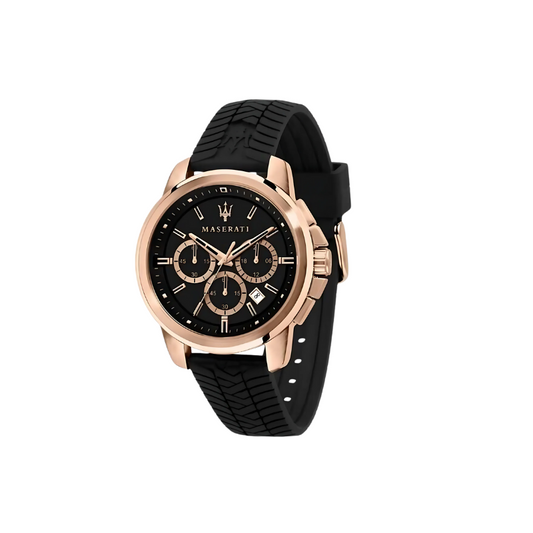 Maserati Successo Black & Rose Gold Chronograph Watch