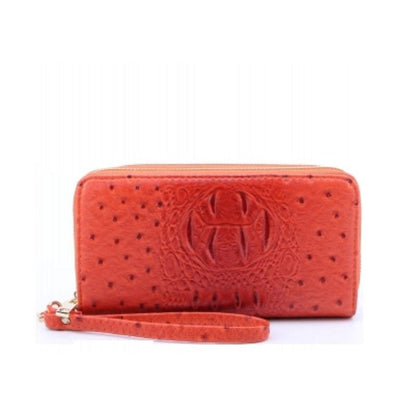 Croc Alligator Double Zip around Wallet Wristlet