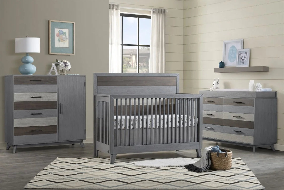 Cascade 4-In-1 Convertible Crib, Multi-Tone Gray, Greenguard Gold Certified